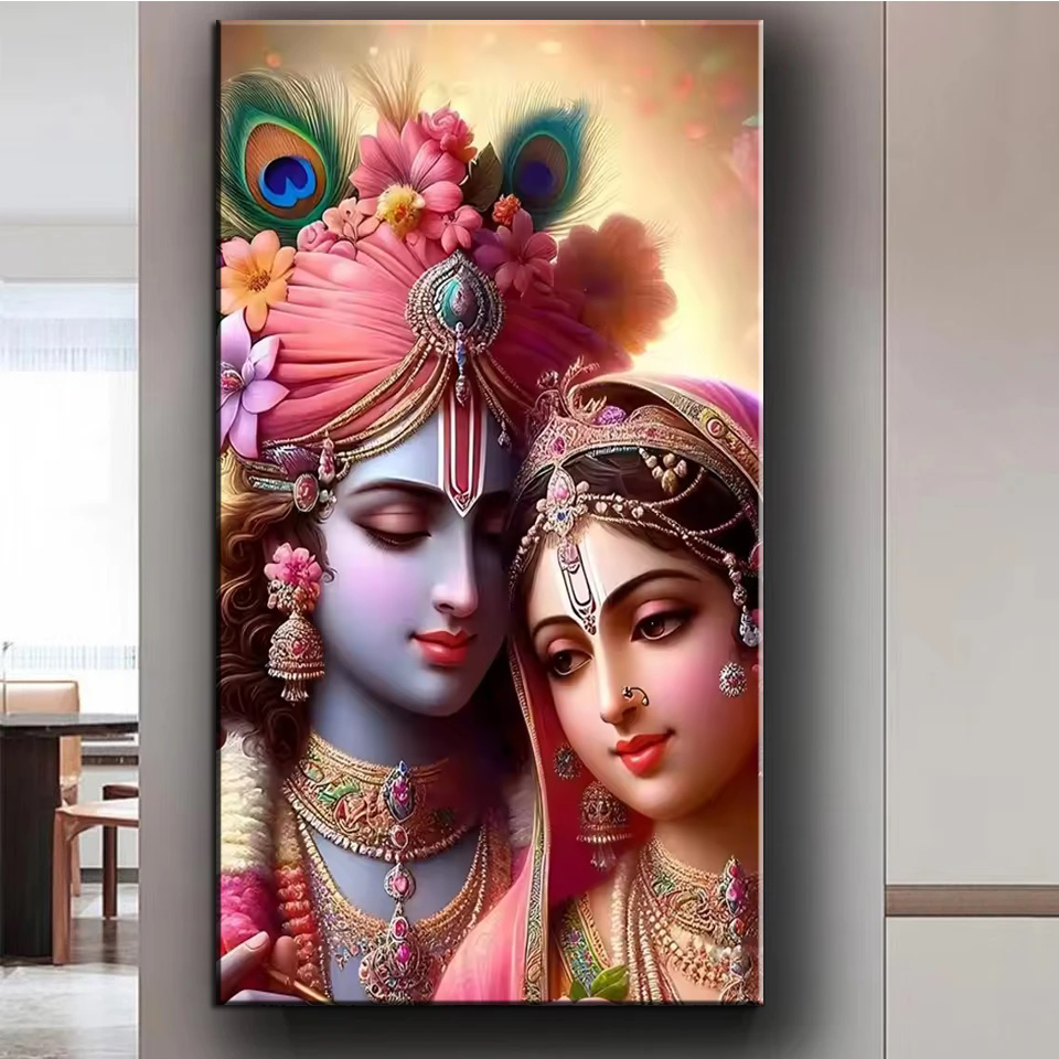 Pintura de diamante grande 5D  - Resin Art Radha Krishna reseña y precio